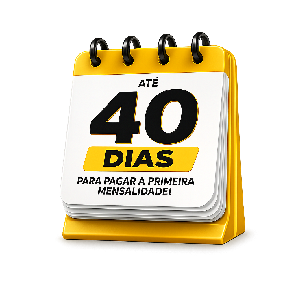 Calendário ilustrando os 40 dias para pagar a primeira mensalidade