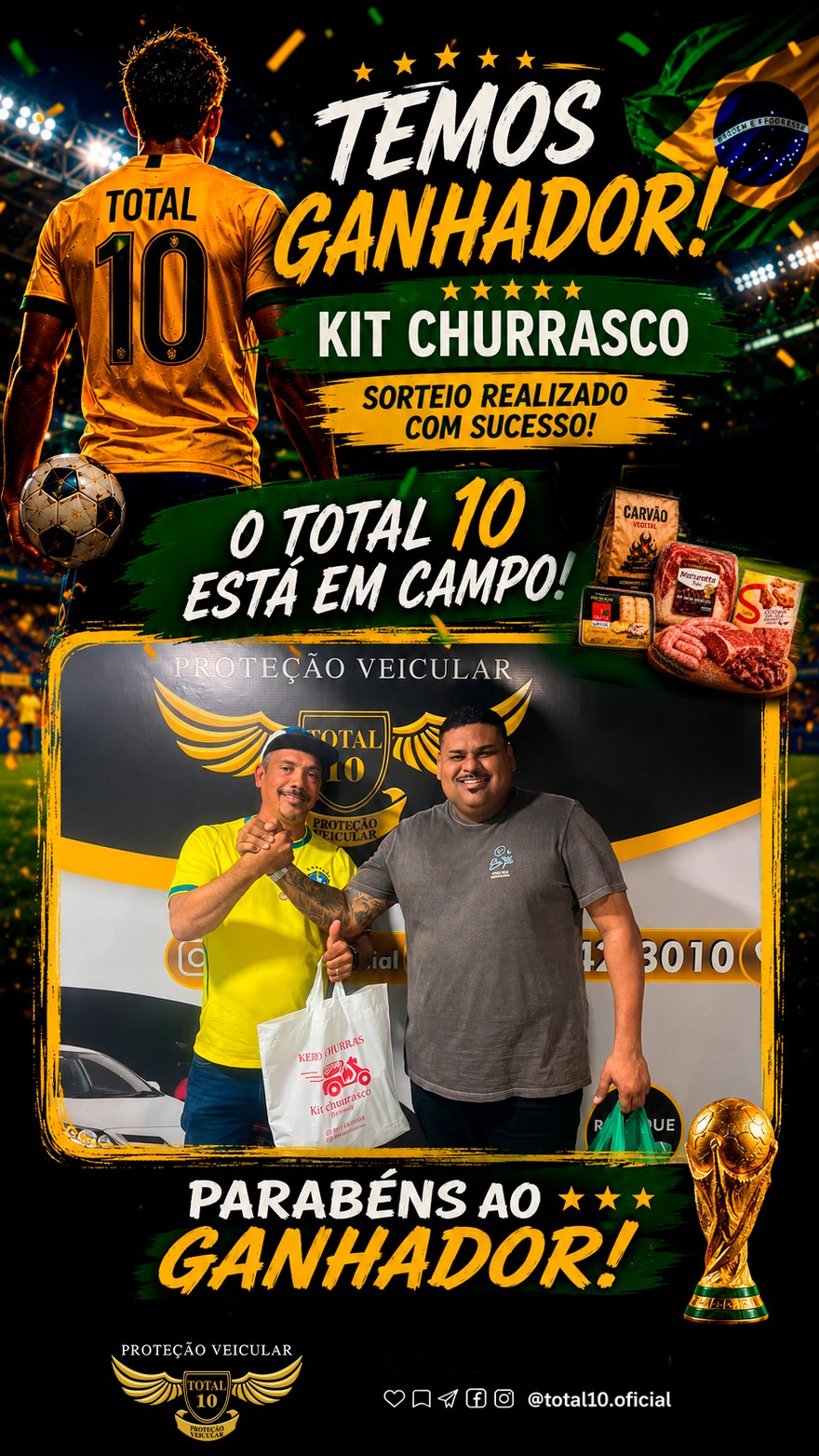 Último ganhador do sorteio Kit Churrasco da Total10